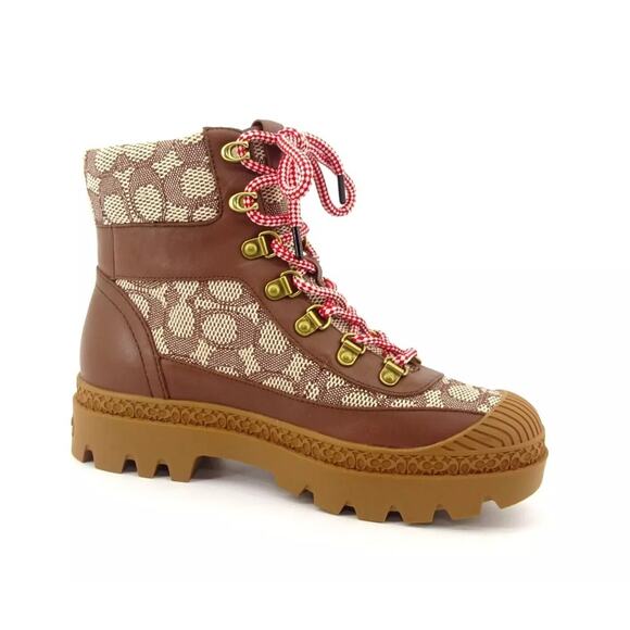 Coach Women's Talia Jacquard Booties, Coco/Maple/Brown Size 6.5M - Picture 2 of 4